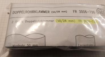Preview: 2 Stück Doppelrohr Klemmen 50/28mm